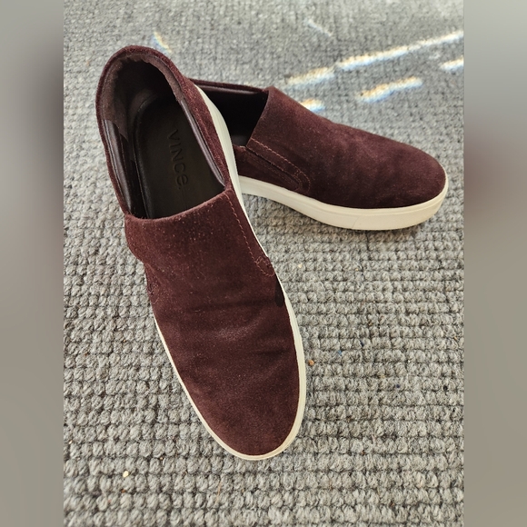 Vince Women's Dark Burgundy Suede Slip-Ons, Size US 9/ EUR 40 - Picture 5 of 14